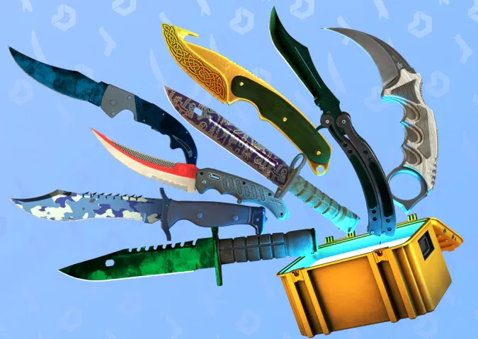 CS2 knives Gamma Doppler, Autotronic, Lore, Black Laminate, Freehand, and Bright Water