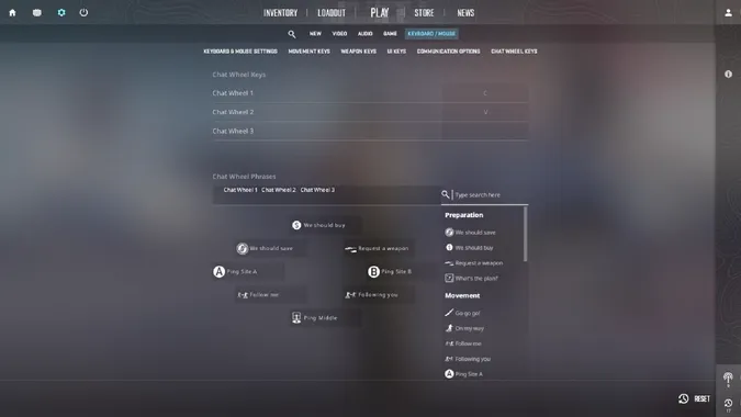 CS2 keyboard settings: Chat Wheel