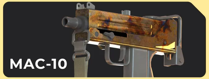 MAC-10 Case Hardened Gold Gem