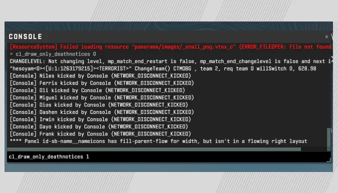 cl_draw_only_deathnotices 1 command
