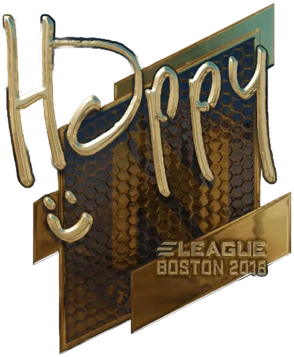 Aufkleber | Happy (Gold) | Boston 2018