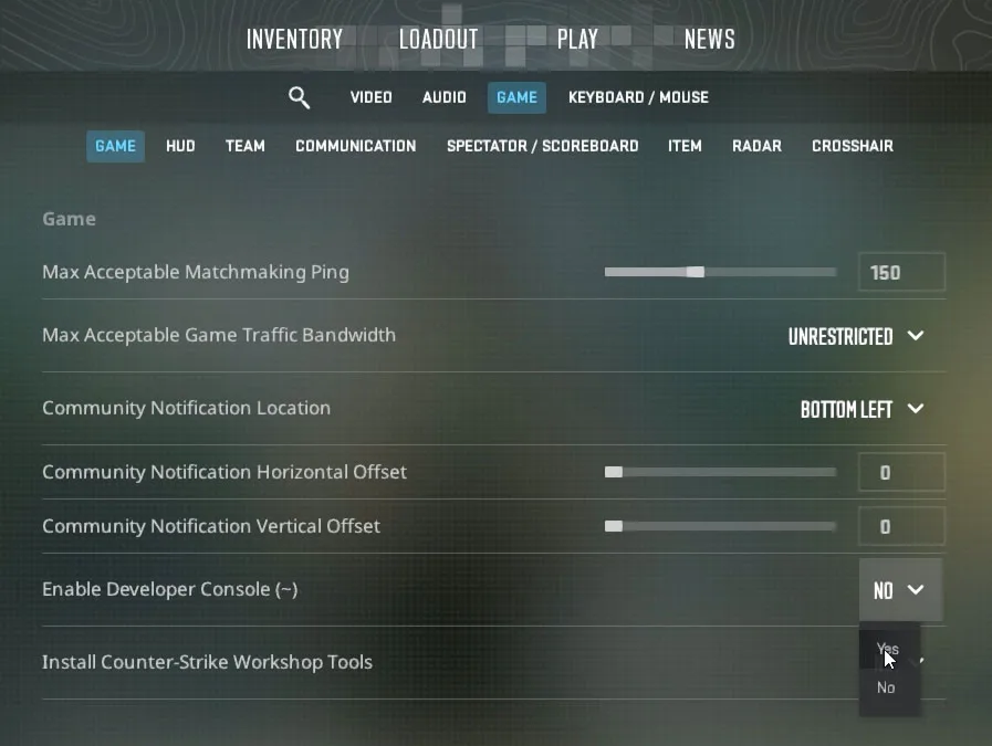 CS2 Developer Console