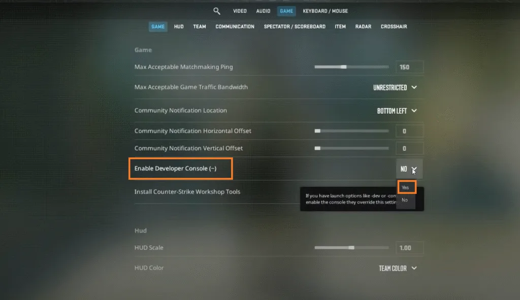 Enable the Developer Console and change it to YES